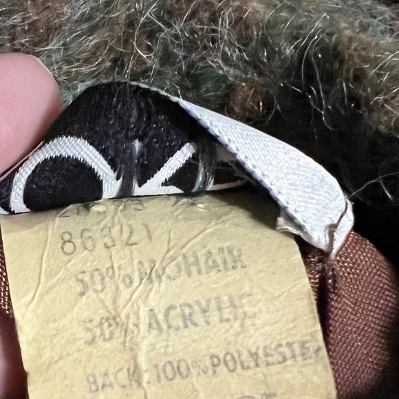 VINTAGE Mohair Blend Union Made Earthy Tone Cardigan Sweater Fairy Grunge Large - Picture 7 of 10